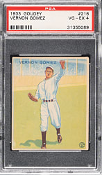 1933 R319 Goudey #216 Vernon Gomez PSA VG-EX 4