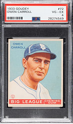 1933 R319 Goudey #72 Owen Carroll PSA VG-EX 4