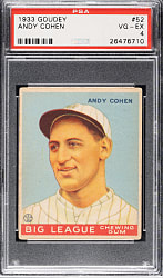 1933 R319 Goudey #52 Andy Cohen PSA VG-EX 4