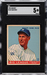 1933 R319 Goudey #134 Sam Rice SGC EX 5