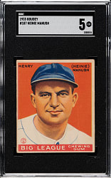 1933 R319 Goudey #187 Heinie Manush SGC EX 5