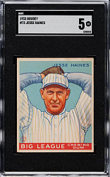 1933 R319 Goudey #73 Jesse Haines SGC EX 5
