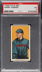 1909-1911 T206 White Border Harry Gasper PSA VG 3 - Cycle 350 Back