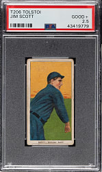 1909-1911 T206 White Border Jim Scott PSA GOOD+ 2.5 - Tolstoi Back