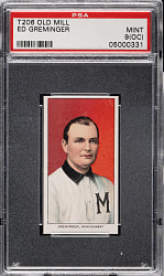 1909-1911 T206 White Border Ed Greminger Southern Leaguer PSA MINT 9 (OC) - Old Mill Back