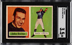 1957 Topps Football #138 Johnny Unitas Rookie SGC VG+ 3.5