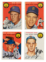 1954 Topps Detroit Tigers Collection (4): Bob Swift, Ray Herbert, Schoolboy Rowe, and Harvey Kuenn Rookie