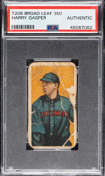 1909-1911 T206 White Border Harry Gasper PSA Authentic - Broad Leaf 350 Back