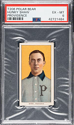 1909-1911 T206 White Border Hunky Shaw PSA EX-MT 6 - Polar Bear Back