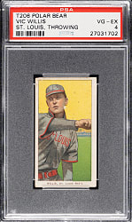 1909-1911 T206 White Border Vic Willis Throwing PSA VG-EX 4 - Polar Bear Back