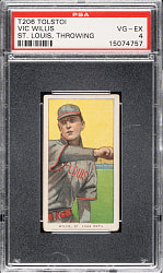 1909-1911 T206 White Border Vic Willis Throwing PSA VG-EX 4 - Tolstoi Back