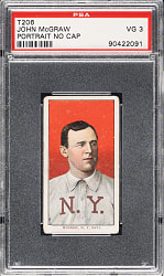 1909-1911 T206 White Border John McGraw Portrait No Cap PSA VG 3 - Sovereign 150 Back
