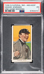 1909-1911 T206 White Border Hughie Jennings One Hand Showing PSA POOR 1