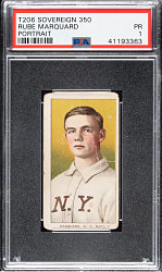 1909-1911 T206 White Border Rube Marquard Portrait PSA POOR 1 - Sovereign 350 Back