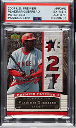 Signed 2007 Upper Deck Premier Patches 3 #PP3-VG Vladimir Guerrero #84/97 PSA EX-MT 6 with GEM MINT 10 Signature