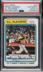 Signed 1974 Topps #130 Reggie Jackson PSA/DNA GEM MINT 10