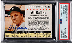 Signed 1961 Post Cereal #35 Al Kaline PSA/DNA GEM MINT 10