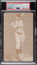 1939-1946 W462 Salutation Exhibits Bill Dickey Made In USA Left Corner PSA EX+ 5.5