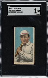 1909-1911 T206 White Border Heinie Wagner Bat on Right Shoulder SGC POOR 1 - Polar Bear Back