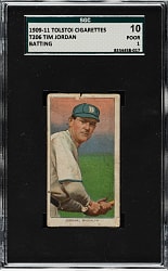 1909-1911 T206 White Border Tim Jordan Batting SGC POOR 10 - Tolstoi Back