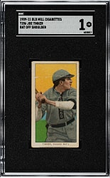 1909-1911 T206 White Border Joe Tinker Bat Off Shoulder SGC POOR 1 - Old Mill Back