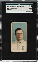 1909-1911 T206 White Border Tim Jordan Portrait SGC FAIR 20 - Ghost Image on Reverse!