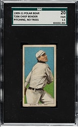 1909-1911 T206 White Border Chief Bender Pitching, No Trees in Background SGC FAIR 20 - Polar Bear Back