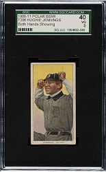 1909-1911 T206 White Border Hughie Jennings Both Hands Showing SGC VG 40 - Polar Bear Back