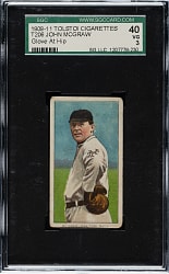1909-1911 T206 White Border John McGraw Glove At Hip SGC VG 40 - Tolstoi Back