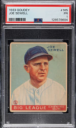1933 R319 Goudey #165 Joe Sewell PSA POOR 1