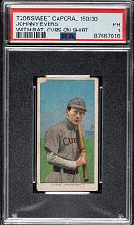 1909-1911 T206 White Border Johnny Evers with Bat, Cubs on Shirt PSA POOR 1