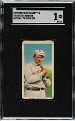 1909-1911 T206 White Border Heinie Wagner Bat on Left Shoulder SGC POOR 1
