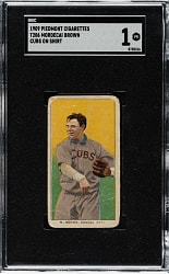 1909-1911 T206 White Border Mordecai Brown Cubs on Shirt SGC POOR 1