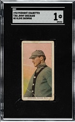 1909-1911 T206 White Border Jimmy Sheckard No Glove Showing SGC POOR 1
