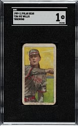 1909-1911 T206 White Border Vic Willis Throwing SGC POOR 1 - Polar Bear Back