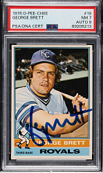 Signed 1976 O-Pee-Chee #19 George Brett PSA NM 7 with MINT 9 Signature