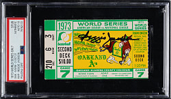 1973 Oakland Athletics World Series Game 7 Ticket Stub Signed by Reggie Jackson PSA/DNA GEM MINT 10 - Reggie Jackson MVP
