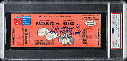 1973 NFL Hall of Fame Game New England Patriots (vs. San Francisco 49ers) Full Ticket Signed by John Hannah PSA/DNA GEM MINT 10