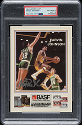 Signed 1984 Los Angeles Lakers BASF Basketball Magic Johnson PSA/DNA NM-MT 8