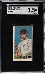 1909-1911 T206 White Border George McQuillan with Bat SGC FAIR 1.5 - Polar Bear Back