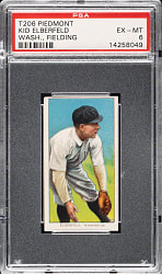 1909-1911 T206 White Border Kid Elberfeld Washington, Fielding PSA EX-MT 6