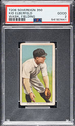 1909-1911 T206 White Border Kid Elberfeld Washington, Fielding PSA GOOD 2 - Sovereign 350 Back
