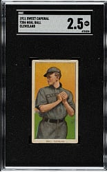 1909-1911 T206 White Border Neal Ball Cleveland SGC GOOD+ 2.5