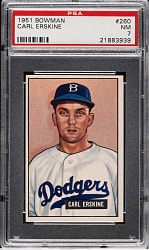 1951 Bowman #260 Carl Erskine Rookie PSA NM 7