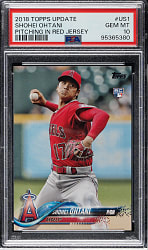 2018 Topps Update #US1 Shohei Ohtani Rookie Pitching in Red Jersey PSA GEM MINT 10