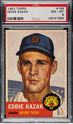 1953 Topps #194 Eddie Kazak PSA NM-MT 8