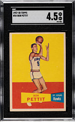 1957-1958 Topps Basketball #24 Bob Pettit Rookie SGC VG/EX+ 4.5