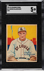 1934-1936 R327 Diamond Stars #13 George Blaeholder (1934 Green Back) SGC EX 5