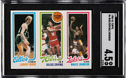 1980-1981 Topps Basketball Larry Bird/Julius Erving/Magic Johnson Rookie SGC VG/EX+ 4.5
