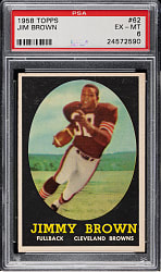 1958 Topps Football #62 Jim Brown Rookie PSA EX-MT 6